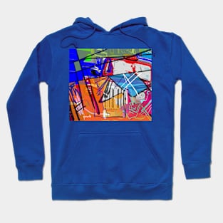 Blue and orange abstract London Hoodie